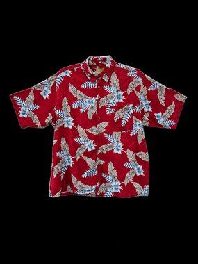 Caribbean Hawaiian Pineapple 100% Silk Men's Short Sleeve Shirt - XL